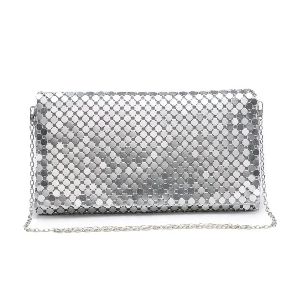 Metallic Clutch Bag with Long Strap - Image 4