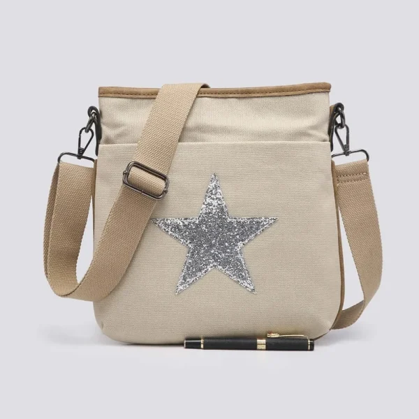 Canvas Glitter Cross Body Star Bag - Image 6