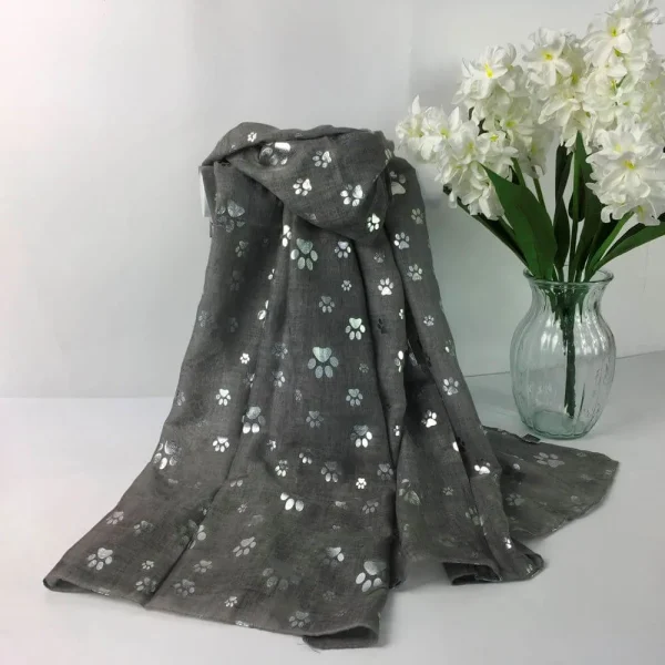 Lightweight Scarf With Silver Or Rose Gold Paw Print Bronzing - Image 2