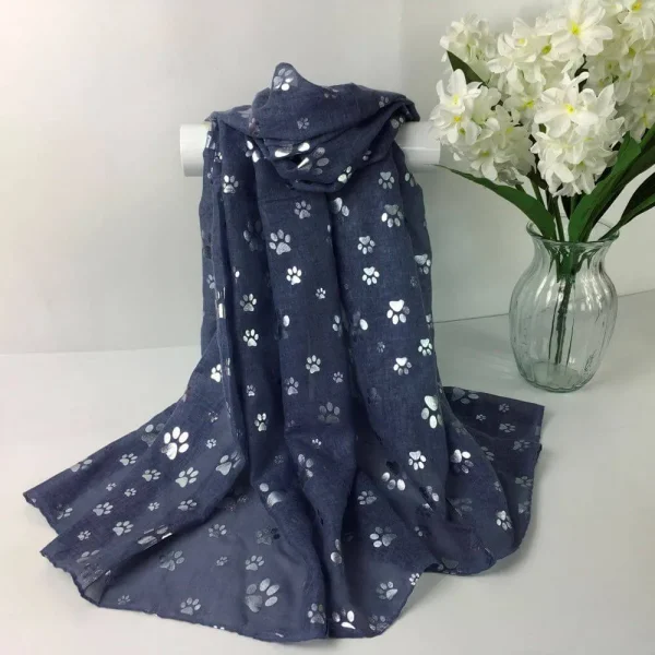 Lightweight Scarf With Silver Or Rose Gold Paw Print Bronzing - Image 3