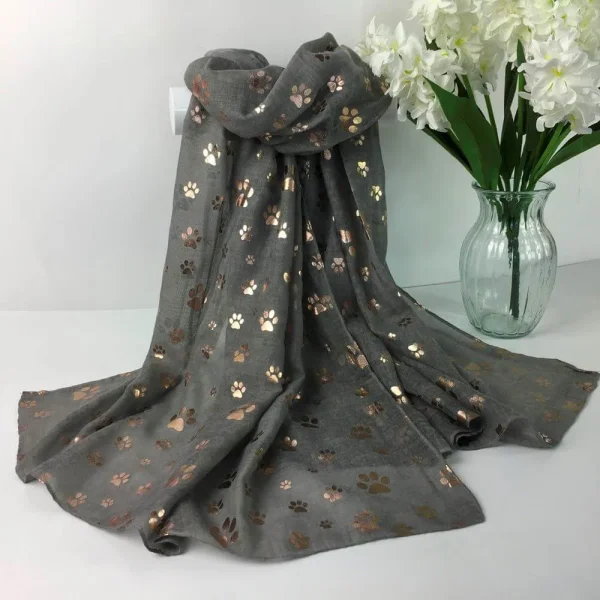 Lightweight Scarf With Silver Or Rose Gold Paw Print Bronzing - Image 4