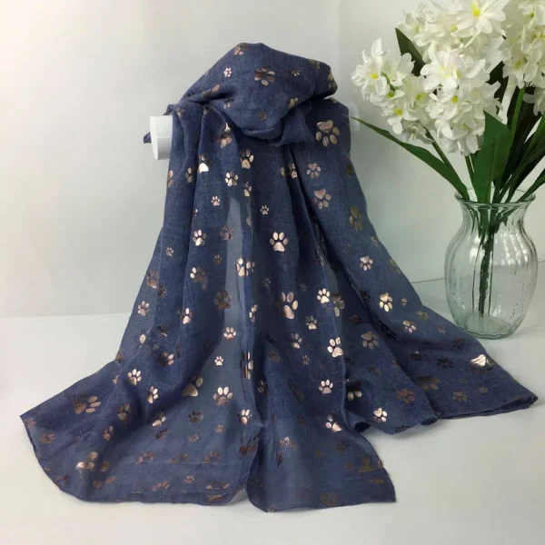Lightweight Scarf With Silver Or Rose Gold Paw Print Bronzing - Image 5