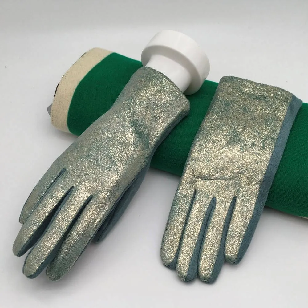 Metallic Faux Suede Gloves - Image 5