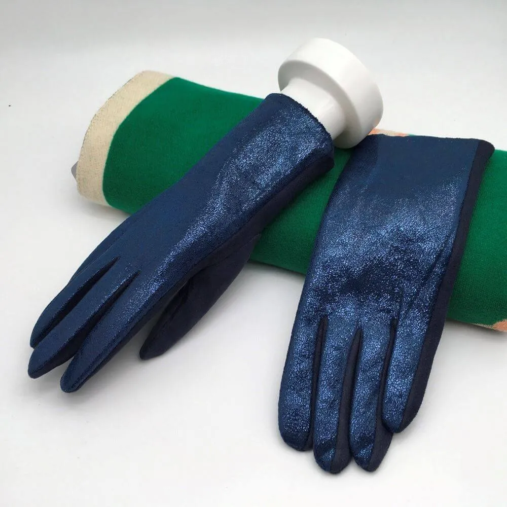 Metallic Faux Suede Gloves - Image 4