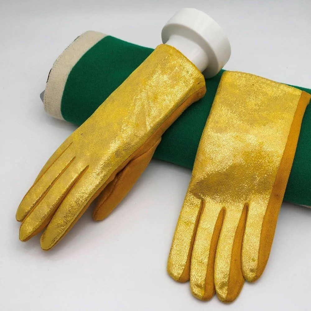 Metallic Faux Suede Gloves - Image 3