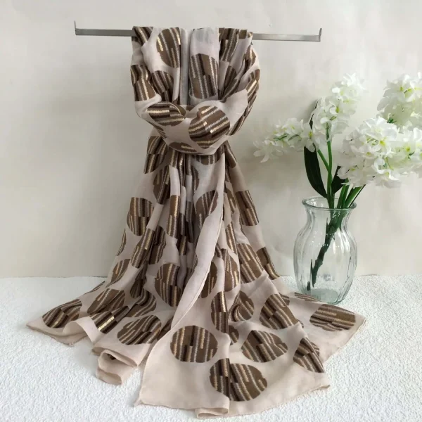 Metallic Stripe Polka Dot Lightweight Scarf - Image 4