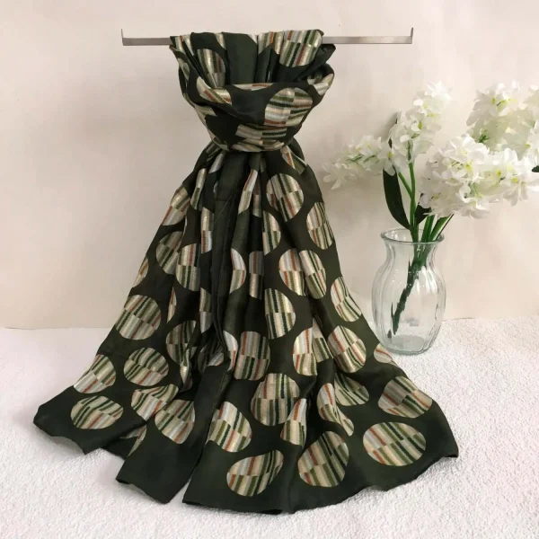 Metallic Stripe Polka Dot Lightweight Scarf - Image 3