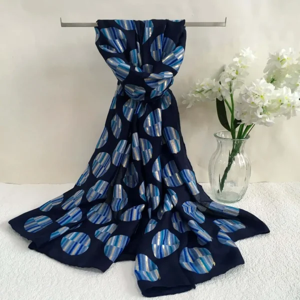 Metallic Stripe Polka Dot Lightweight Scarf - Image 2