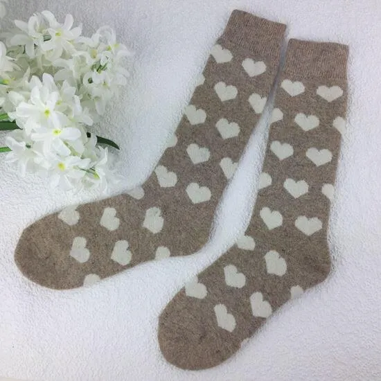 Weelis Wool Mix Womens Long Heart Socks - Image 5