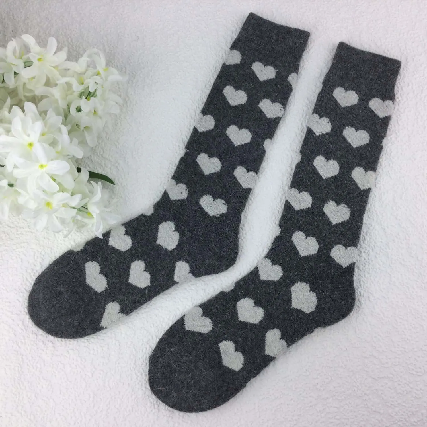 Weelis Wool Mix Womens Long Heart Socks - Image 4
