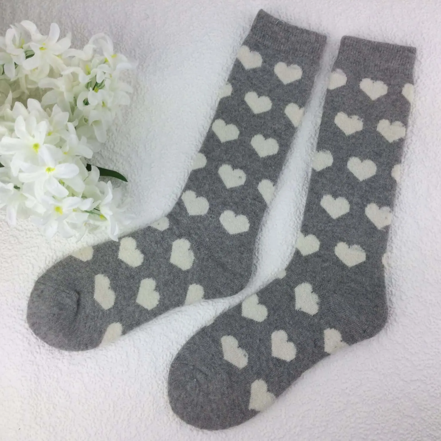 Weelis Wool Mix Womens Long Heart Socks - Image 3