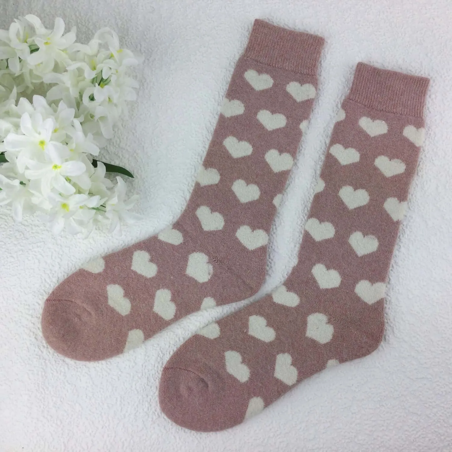 Weelis Wool Mix Womens Long Heart Socks - Image 2