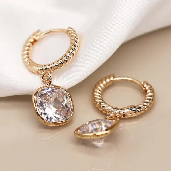 POM - gold plated crystal drop earrings - Image 2