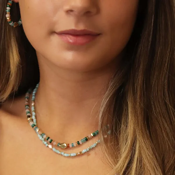 POM - Blue mix bead necklace - Image 2