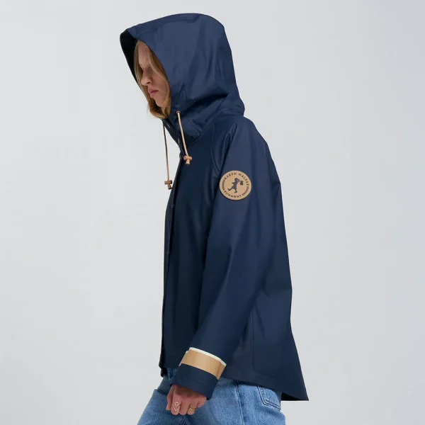 Merry People X Karen Walker Rain Jacket // French Navy & Tan - Image 4