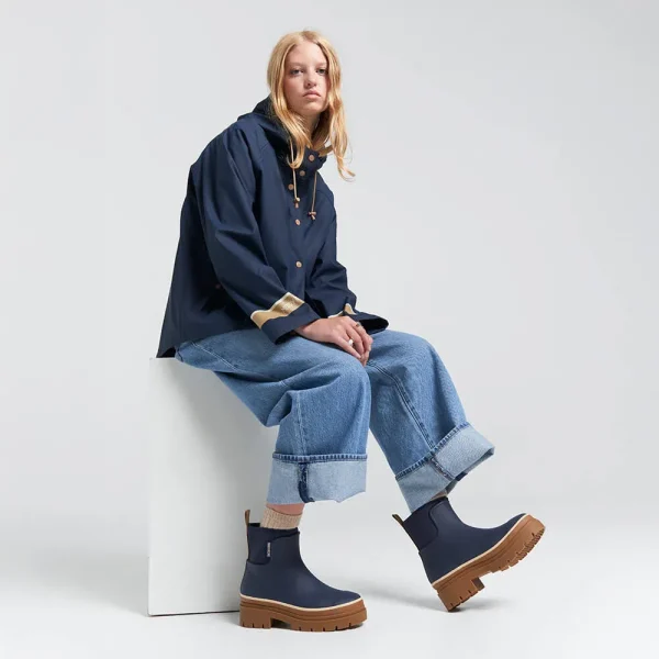 Merry People X Karen Walker Rain Jacket // French Navy & Tan - Image 5