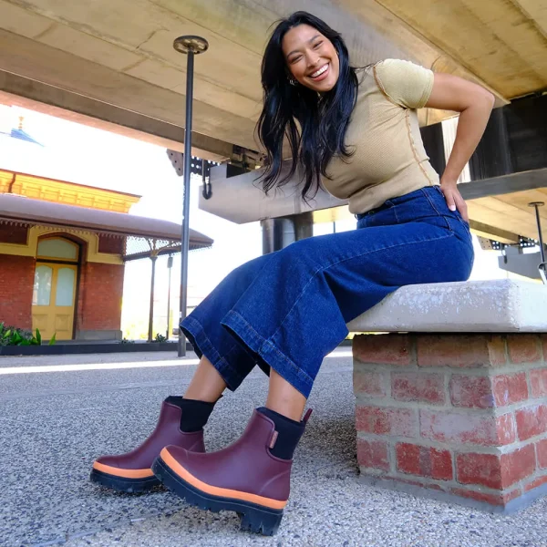 Tully Boot // Plum & Neon Orange - Image 5