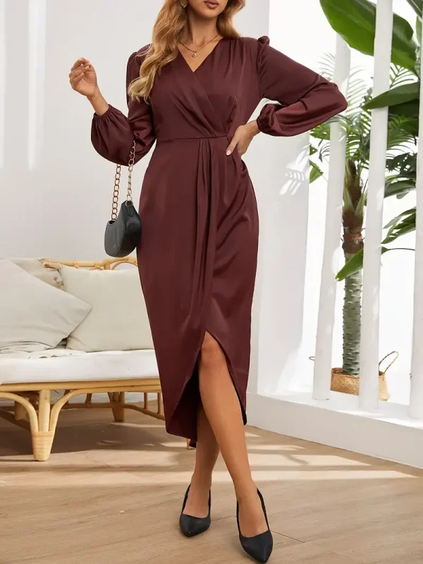 Yanna - elegante zijden v-hals jurk - Image 5