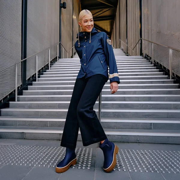 Merry People X Karen Walker Rain Jacket // French Navy & Tan - Image 6