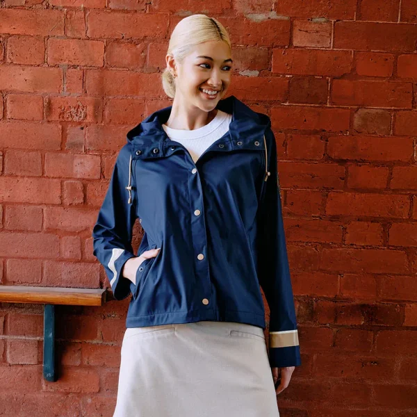 Merry People X Karen Walker Rain Jacket // French Navy & Tan - Image 8