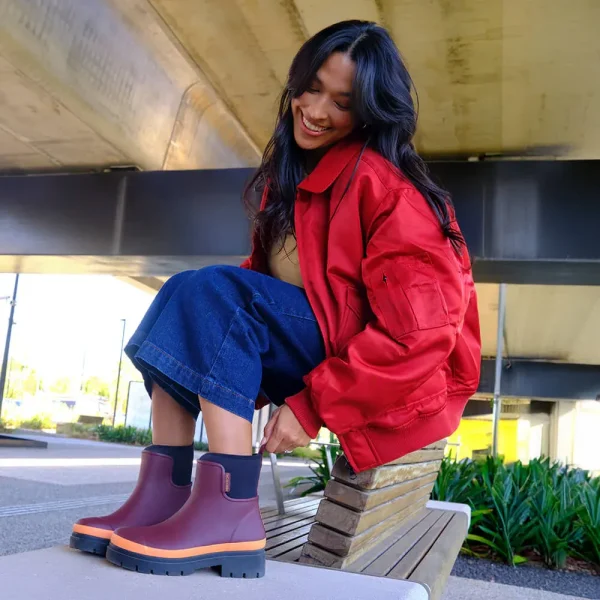 Tully Boot // Plum & Neon Orange - Image 8