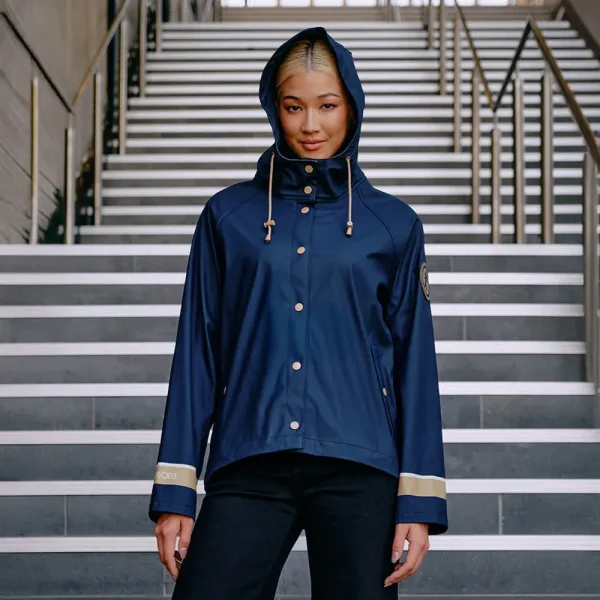 Merry People X Karen Walker Rain Jacket // French Navy & Tan - Image 9