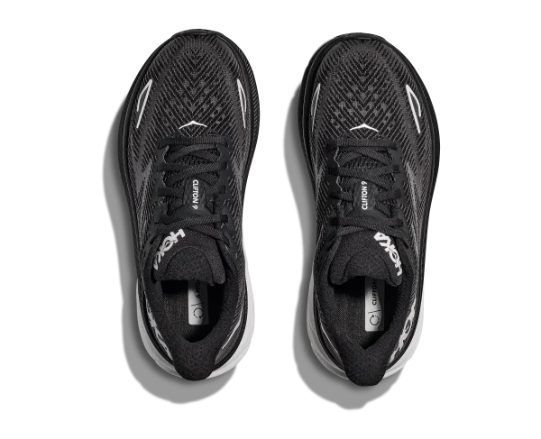 HOKA Men's Clifton 9 Wide Black/White - Image 4