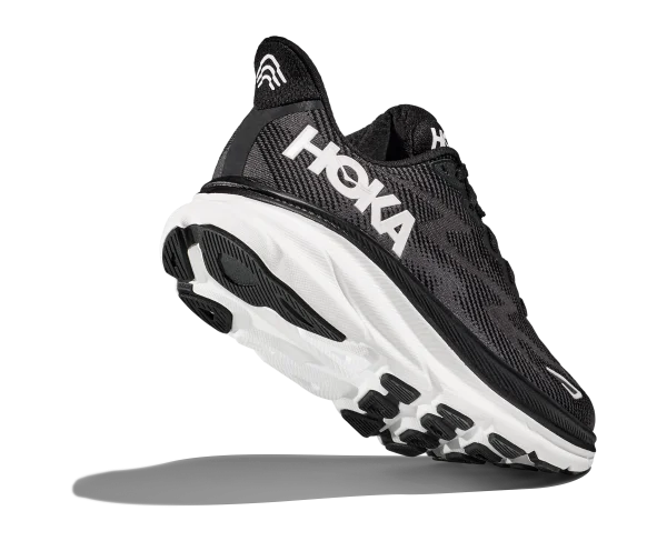 HOKA Men's Clifton 9 Wide Black/White - Image 3