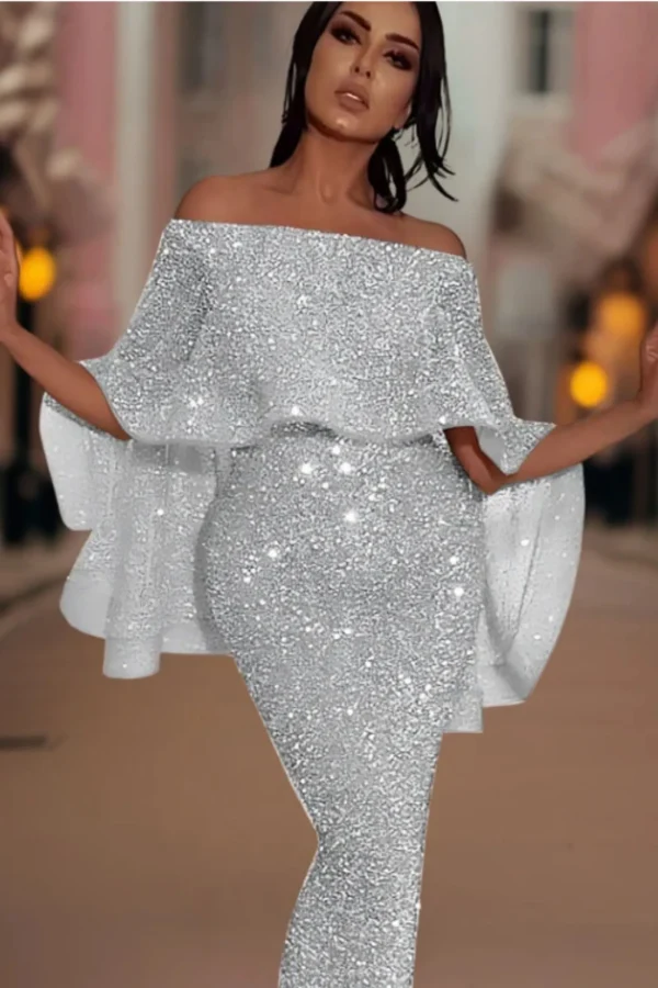 Wynonna - off-shoulder glitter maxi jurk - Image 4