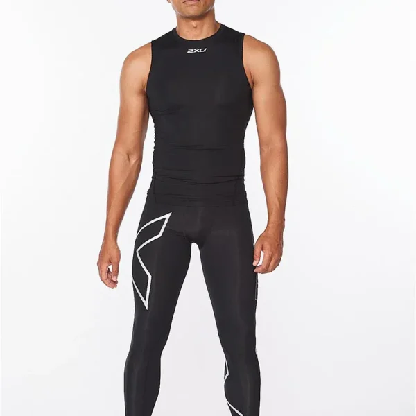 2XU Men Core Compression Sleeveless - Black / Silver - Image 5