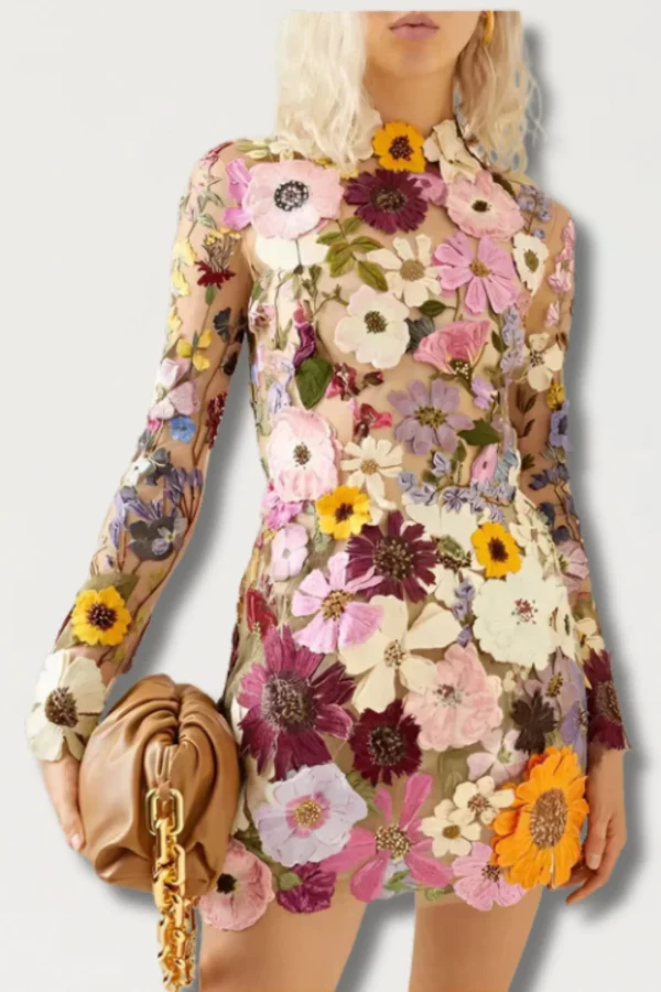 Alondra - geborduurde bloemen mini jurk - Image 3