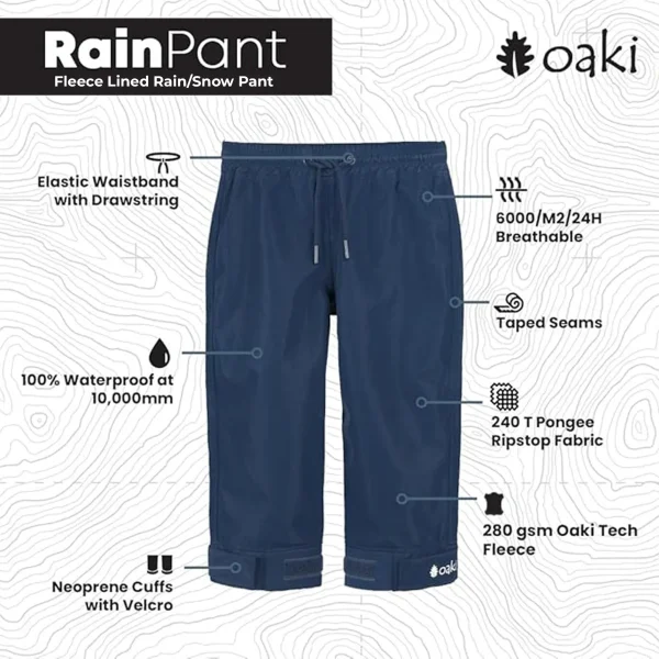 Adult Fleece-lined Rain/Snow Pants, Blue - Image 2