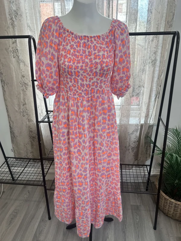Leopard Print Shirred Waist Maxi Dress - Image 2