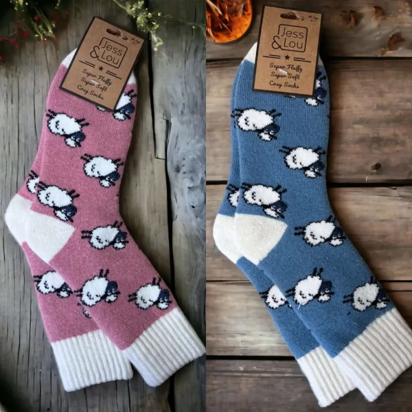Jess & Lou - Shaggy Sheep Ribbed Cosy Socks
