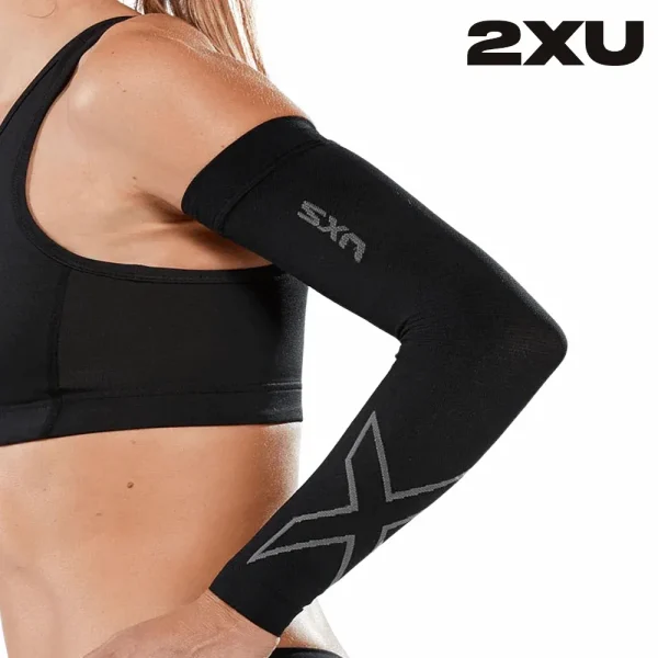 2XU Flex Run Compression Arm Sleeves - Black / Grey