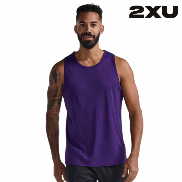 2XU Men Aero Tank - Acai / Black Reflective