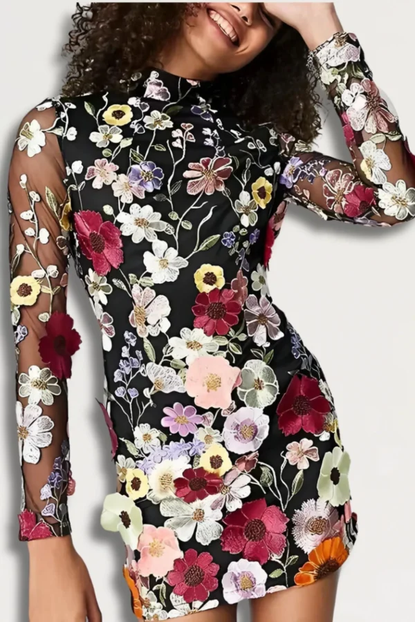 Alondra - geborduurde bloemen mini jurk - Image 4