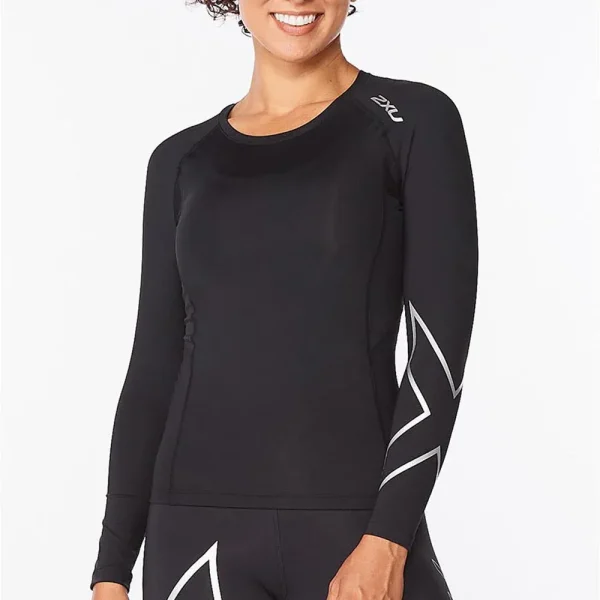 2XU Women Core Compression Long Sleeve - Black / Silver - Image 2