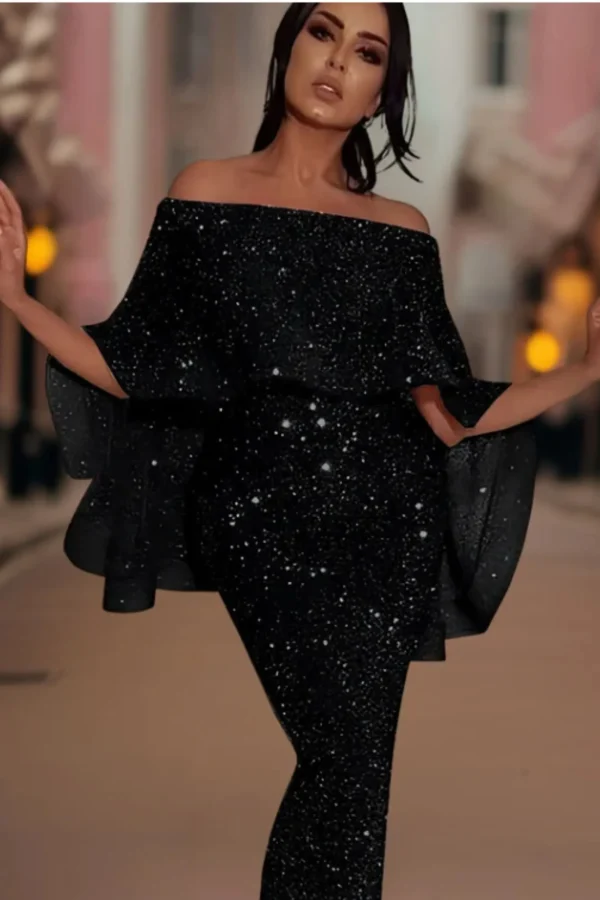 Wynonna - off-shoulder glitter maxi jurk - Image 5