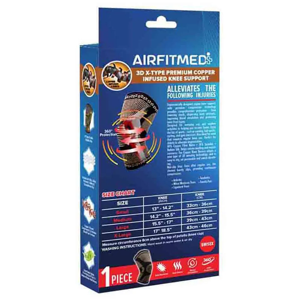 AirFit Medi - 3D X-Type Support Knee Sleeve (Copper Infused) - Image 2