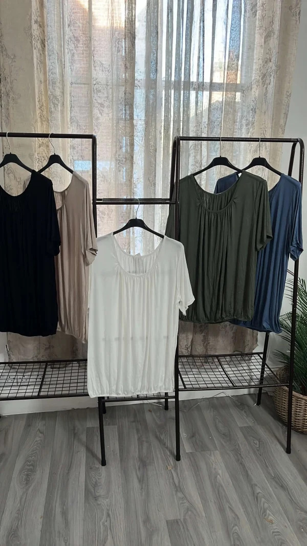 Bubble Hem Round Neck T-Shirt