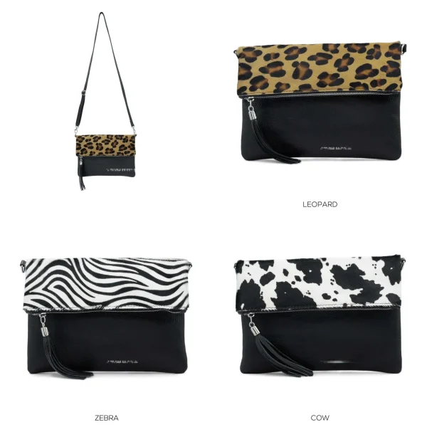 Real Leather Animal Print Folded Pouch Bag - Image 2