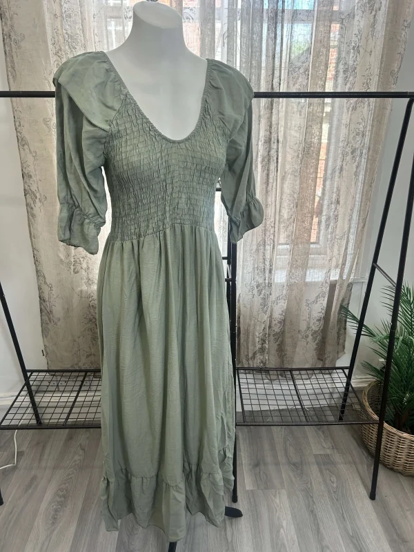 Frill Sleeve Shirred Waist Maxi Dress - Image 2