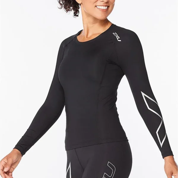 2XU Women Core Compression Long Sleeve - Black / Silver - Image 3