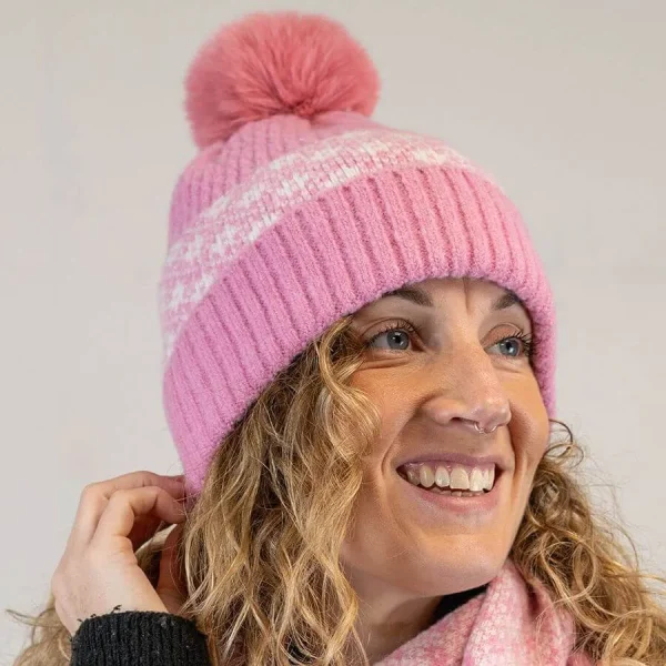 POM - Recycled blend scandi flower bobble hats - Image 2