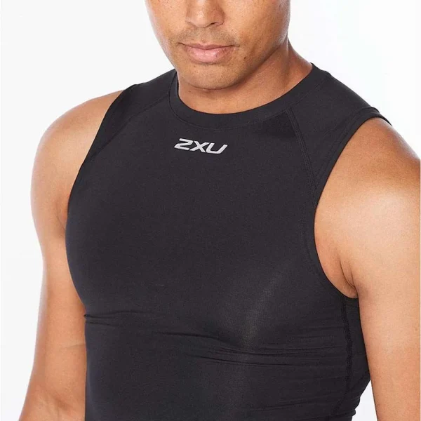 2XU Men Core Compression Sleeveless - Black / Silver - Image 3