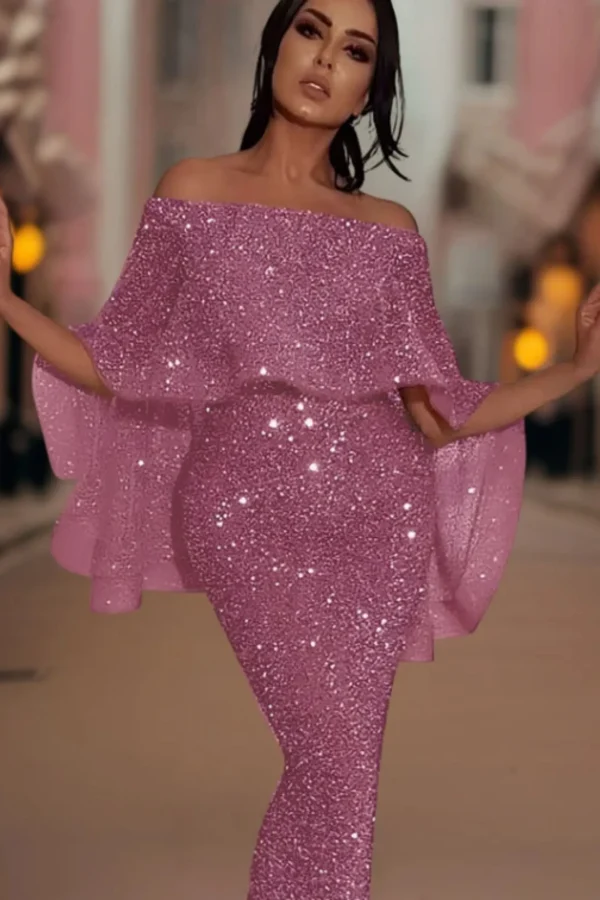 Wynonna - off-shoulder glitter maxi jurk - Image 3