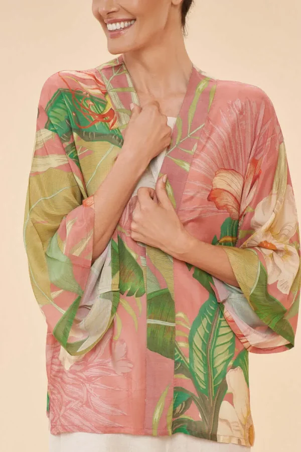 Powder Design Delicate Tropical Kimono Jacket in Candy - Image 3