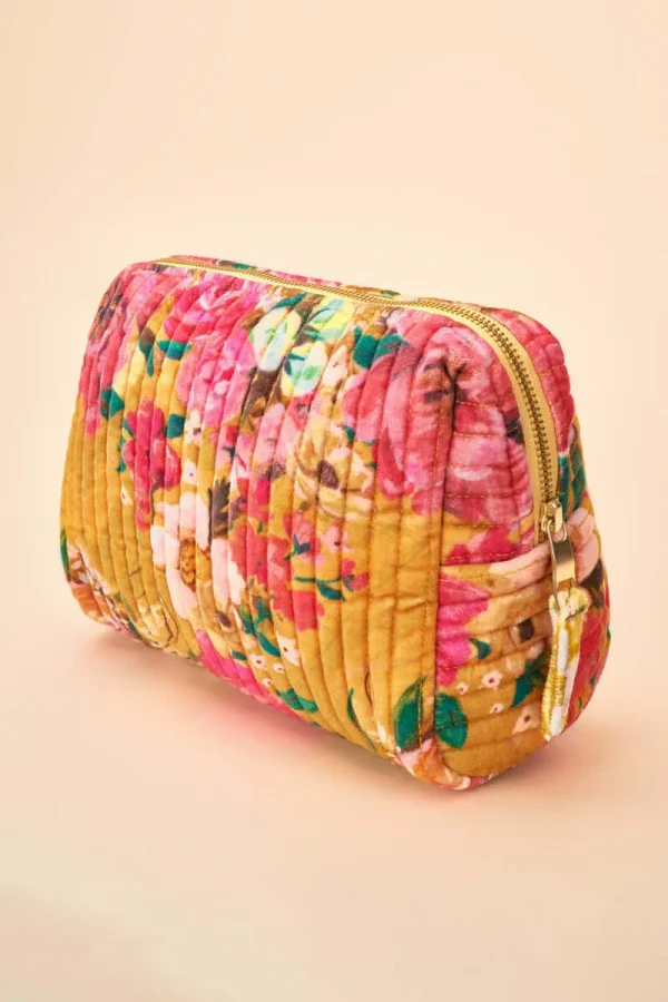 Powder Design Impressionist Floral Quilted Washbag - Mustard