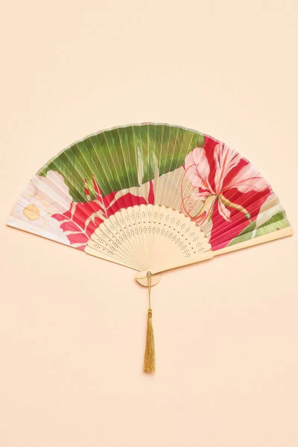 Powder Design Satin Fan Delicate Tropical in Dark Rose - Image 3